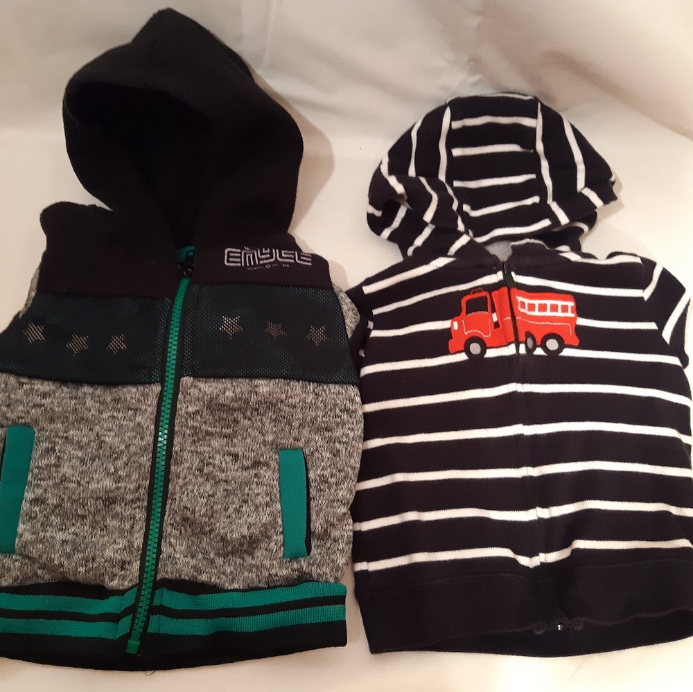 2 Boys 18 months zip up Hooded jackets